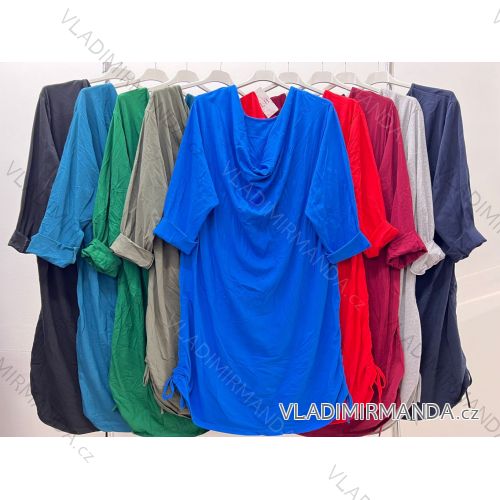 Shirt 3/4 sleeve ladies strip (4XL/5XL ONE SIZE) ITALSKÁ MÓDA IM422FLUFF