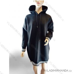 Women's Plus Size Long Sleeve Hooded Sweatshirt Dress (2XL/3XL ONE SIZE) ITALIAN FASHION IM423680