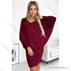 Bat dress with a neckline - burgundy color with glitter NMC-402-4/DU