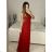 Women's Long Chiffon Short Sleeve Dress (S/M ONE SIZE) ITALIAN FASHION IMWGS231048 S/M red