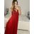 Women's Long Chiffon Short Sleeve Dress (S/M ONE SIZE) ITALIAN FASHION IMWGS231048 S/M red