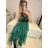 Women's Long Chiffon Short Sleeve Dress (S/M ONE SIZE) ITALIAN FASHION IMWGS231048 S/M Emerald