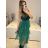 Women's Long Chiffon Short Sleeve Dress (S/M ONE SIZE) ITALIAN FASHION IMWGS231048 S/M Emerald