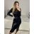 Women's Long Long Sleeve Party Dress (S/M ONE SIZE) ITALIAN FASHION IMM23056 S/M Golden