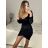 Women's Elegant Long Sleeve Dress (S/M ONE SIZE) ITALIAN FASHION IMPMD2331243L S/M black