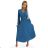 504-5 VIVIANA Pleated midi dress with a neckline, long sleeves and a wide belt - JEANS