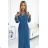 504-5 VIVIANA Pleated midi dress with a neckline, long sleeves and a wide belt - JEANS