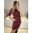 Women's Elegant Long Sleeve Dress (S/M ONE SIZE) ITALIAN FASHION IMM23M6062 red S/M