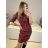 Women's Elegant Long Sleeve Dress (S/M ONE SIZE) ITALIAN FASHION IMM23M6062 red S/M