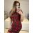 Women's Elegant Long Sleeve Dress (S/M ONE SIZE) ITALIAN FASHION IMM23M6062 red S/M