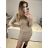 Women's Long Sleeve Knitted Dress (S/M ONE SIZE) ITALIAN FASHION IMPMD231039X S/M Brown