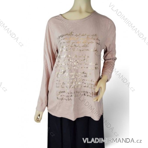 Women's Plus Size Long Sleeve Tunic (3XL/4XL/5XL ONE SIZE) ITALIAN FASHION IM423550 Old-pink S/M