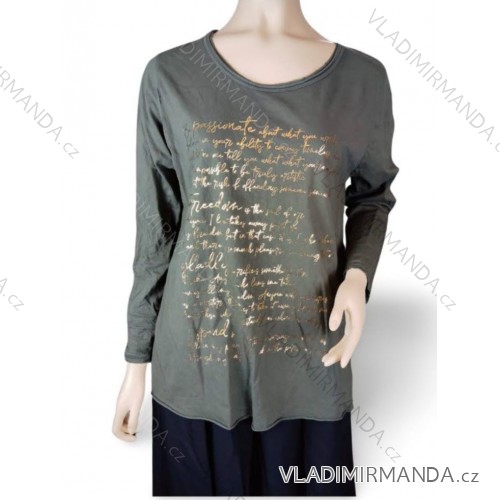 Women's Plus Size Long Sleeve Tunic (3XL/4XL/5XL ONE SIZE) ITALIAN FASHION IM423550 khaki S/M