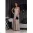 Women's Strapless Long Satin Party Dress (34-42) POLISH FASHION PMLEL24NATHALIE light grey 42