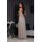 Women's Strapless Long Satin Party Dress (34-42) POLISH FASHION PMLEL24NATHALIE light grey 42