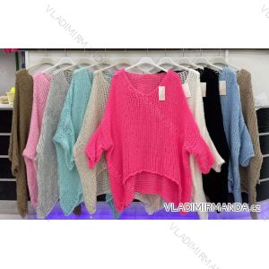 Women's Knitted Extended Long Sleeve Sweater (S/M ONE SIZE) ITALIAN FASHION IMWDT230011