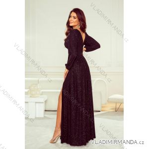 Women's Long Elegant Dress with Wide Straps (SL) FRENCH FASHION FMPEL23VELVET