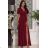 Women's Strapless Long Satin Party Dress (34-42) POLISH FASHION PMLEL24NATHALIE Wine S