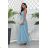 Women's Strapless Long Satin Party Dress (34-42) POLISH FASHION PMLEL24NATHALIE Light blue 42