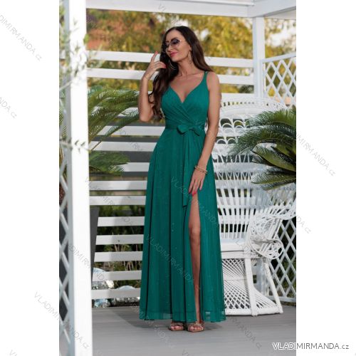 Women's Strapless Long Satin Party Dress (34-42) POLISH FASHION PMLEL24NATHALIE Green 42