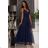 Women's Strapless Long Satin Party Dress (34-42) POLISH FASHION PMLEL24NATHALIE dark blue 42