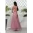 Women's Strapless Long Satin Party Dress (34-42) POLISH FASHION PMLEL24NATHALIE pink 42