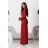 Women's Strapless Long Satin Party Dress (34-42) POLISH FASHION PMLEL24NATHALIE red 34