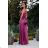 Women's Strapless Long Satin Party Dress (34-42) POLISH FASHION PMLEL24NATHALIE purple 40
