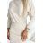 399-3 LARA Striped dress with cuffs in the sleeves - beige