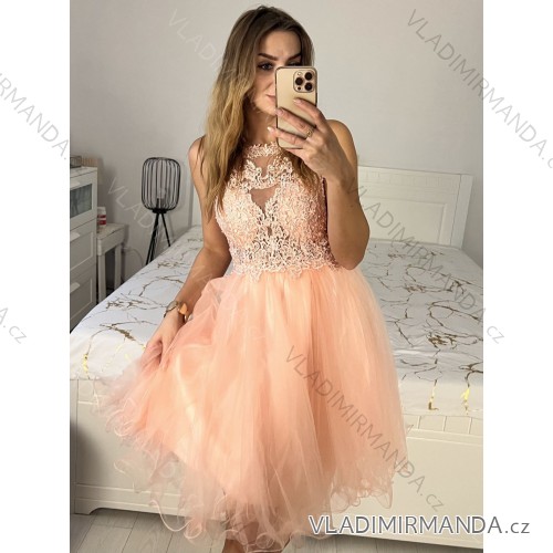 Elegant women's ball dress (uni sl) ITALIAN MODA IM919012 -   pink,   S/M