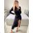 Women's Elegant Coat Long Sleeve Dress (S/M ONE SIZE) ITALIAN FASHION IMPGM2311813 S/M black