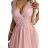 525-2 OLGA tulle dress with a neckline and decorative buckle - dirty pink