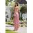 Women's Strapless Long Satin Party Dress (34-42) POLISH FASHION PMLEL24NATHALIE pink 40