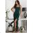 Women's Strapless Long Satin Party Dress (34-42) POLISH FASHION PMLEL24NATHALIE Green 42