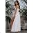 Women's Strapless Long Satin Party Dress (34-42) POLISH FASHION PMLEL24NATHALIE white 40