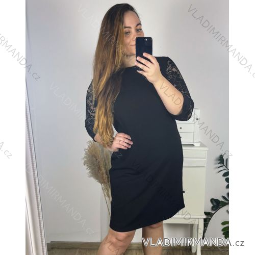 Women's short sleeve dress oversized (L-3XL) POLISH FASHION PMF20013 - Colour   black - Size   54