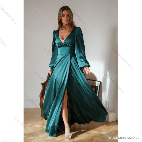 Women's Plus Size (42-46) Long Elegant Party Sleeveless Dress POLISH FASHION PMLBC23265-10 Green 40