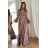 Women's Plus Size (42-46) Long Elegant Party Sleeveless Dress POLISH FASHION PMLBC23265-10 Brown 40