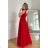 Women's Plus Size (42-46) Long Elegant Party Sleeveless Dress POLISH FASHION PMLBC23265-10 red 48