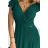 411-1 CRYSTAL long shimmering dress with a neckline - green - Colour   Green
 - Size   2XL