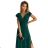 411-1 CRYSTAL long shimmering dress with a neckline - green - Colour   Green
 - Size   2XL