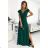 411-1 CRYSTAL long shimmering dress with a neckline - green - Colour   Green
 - Size   2XL