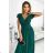 411-1 CRYSTAL long shimmering dress with a neckline - green - Colour   Green
 - Size   2XL