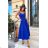 Women's Plus Size (42-46) Long Elegant Party Sleeveless Dress POLISH FASHION PMLBC23265-10 blue 40