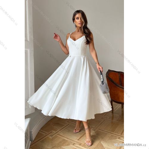 Women's Plus Size (42-46) Long Elegant Party Sleeveless Dress POLISH FASHION PMLBC23265-10 white 40
