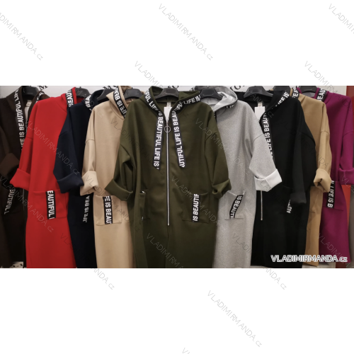 Women's Long Sleeve Oversized Zip Up Hooded Sweatshirt Coat (S/M ONE SIZE) ITALIAN FASHION IMPLI2385141