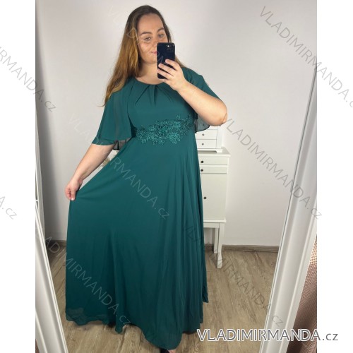 Women's Plus Size Long Casual Short Sleeve Dress (XL/2XL ONE SIZE) ITALIAN FASHION IMPSH2350260 XL/2XL Emerald