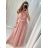 Women's long strapless tulle party dress (S/M ONE SIZE) ITALIAN FASHION IMHMS24ELENA