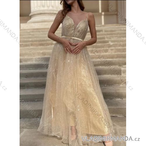 Women's Long Strapless Sequin Party Dress (S/M ONE SIZE) ITALIAN FASHION IMPSH233348