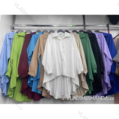 Women's Long Sleeve Belted Long Sleeve Shirt (S/M ONE SIZE) ITALIAN FASHION IMWD233305
